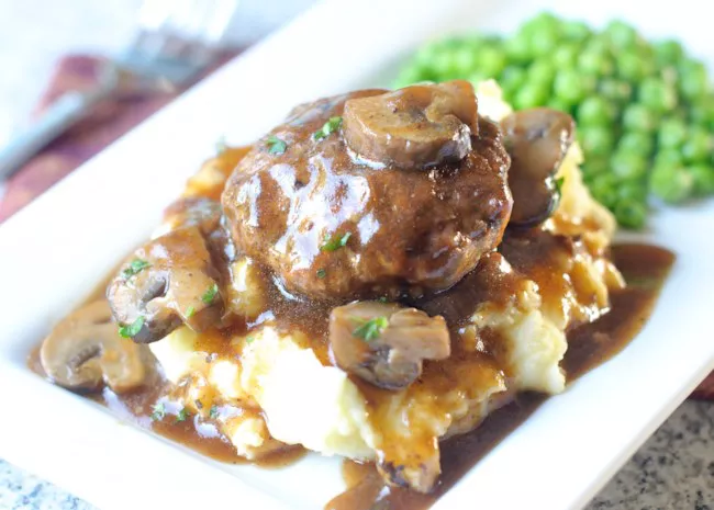 Salisbury Steak with Onion and Mushroom Gravy